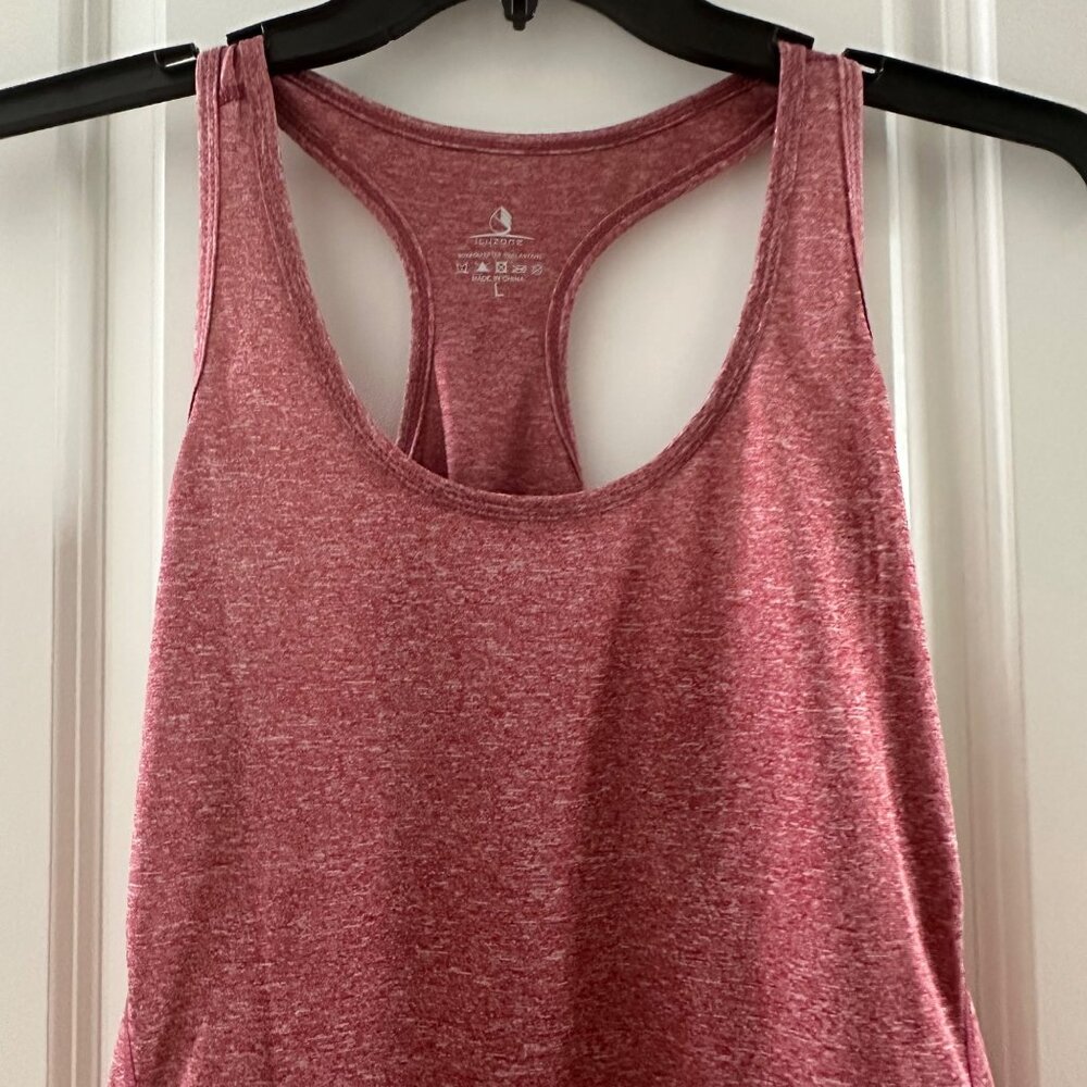 Icyzone Womens Racerback Workout Tank Top L Red Heather 95% Polyester 5% Elastan - Picture 5 of 5